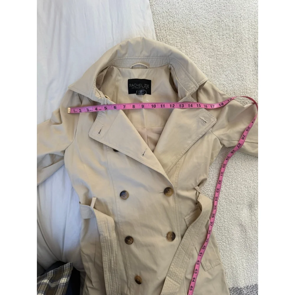 Women's Rachel Zoe Beige Double-Breasted Trench Coat XS - Picture 4 of 8